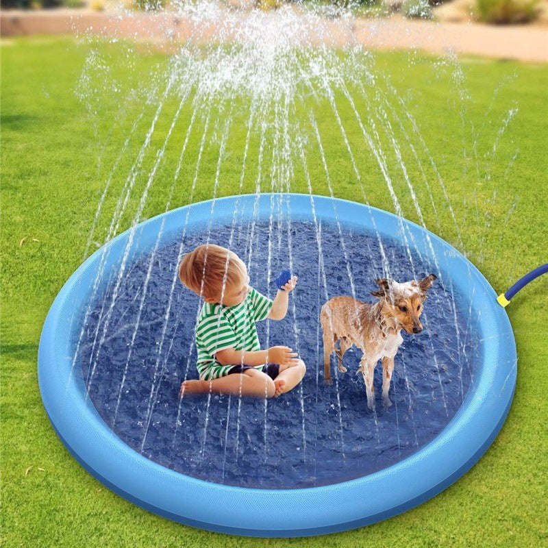 Baby Splash Pad 67 inch sprinkler play mat - outdoor lifestyle photo on grass