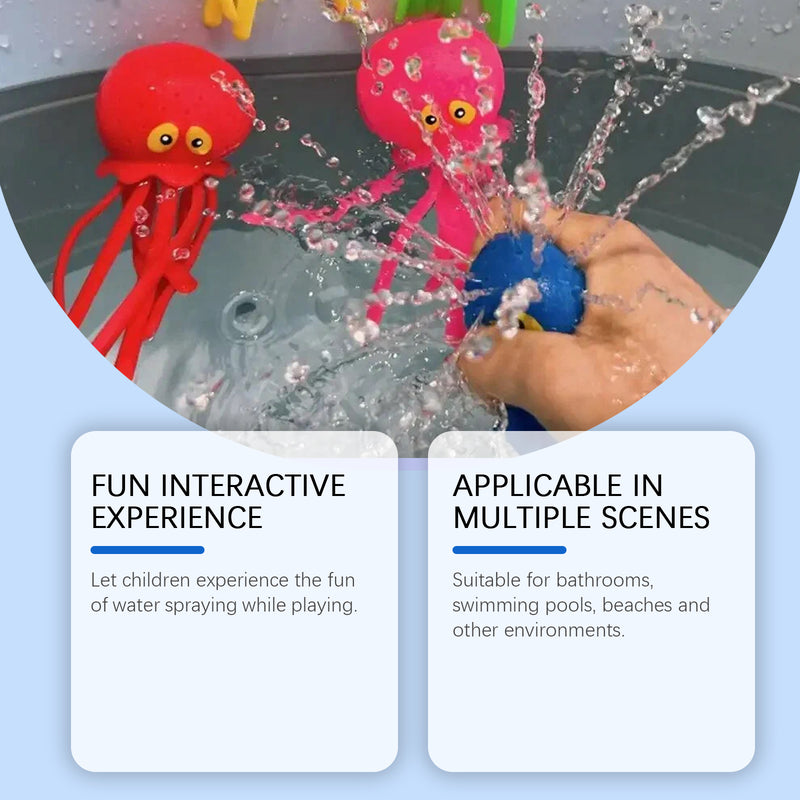Octopus Bath Squirt Toy - close-up of hand squeezing octopus toy to spray water