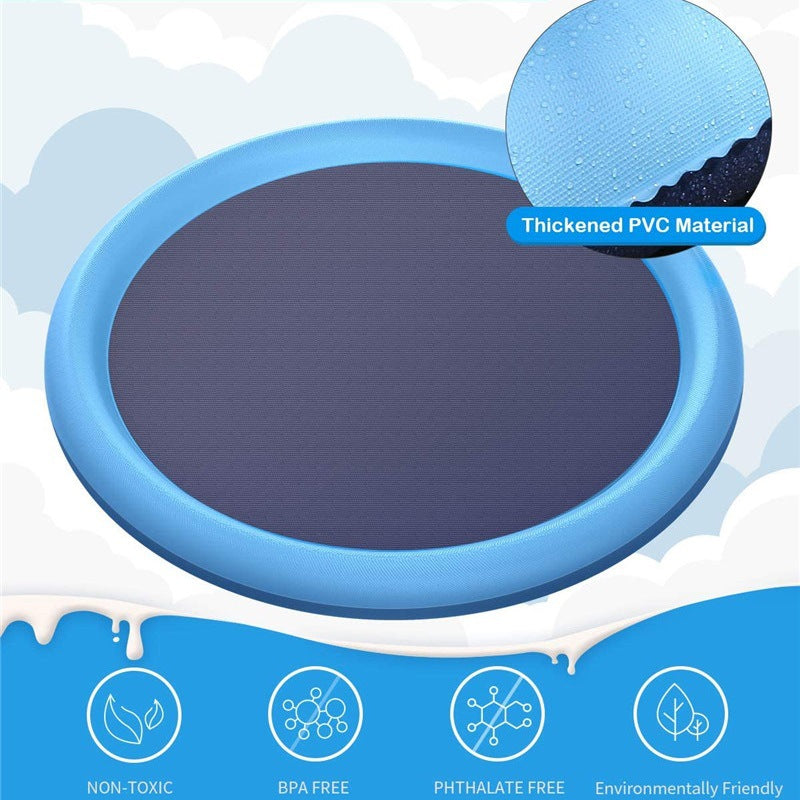 Baby Splash Pad 67 inch sprinkler play mat - folded flat view for storage